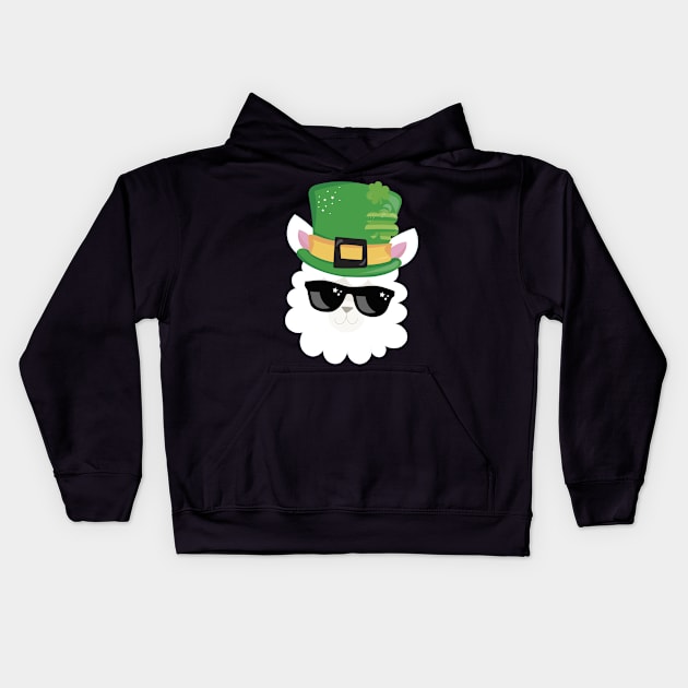 St. Patrick's Day Llama Kids Hoodie by BK55